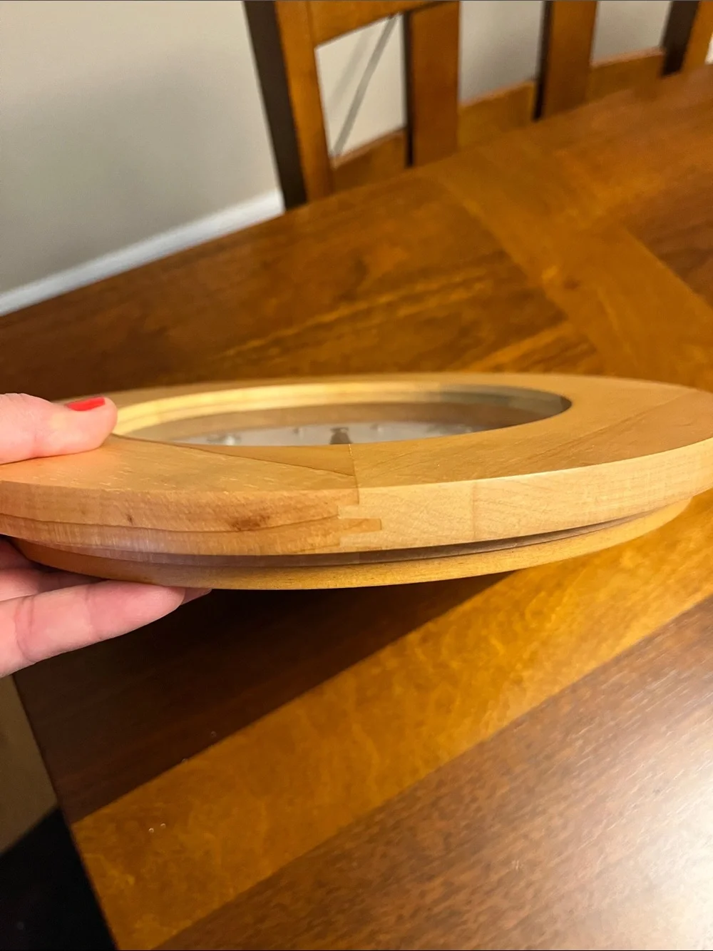 Wooden Round Wall Clock in Light Maple - from Crate&Barrel , working condition